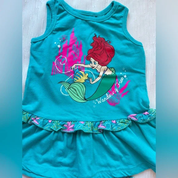 Disney Princess Ariel 4PC Outfit Set Girls Size 4T EUC Summer Set - Picture 5 of 9